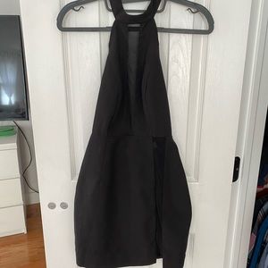 By the way: black mini dress with sheer panels